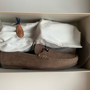 Peter Millar taupe horse bit shoe